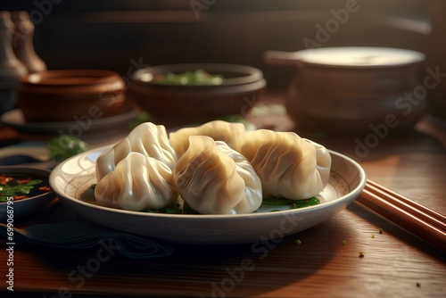 chinese food dumplings made by midjeorney