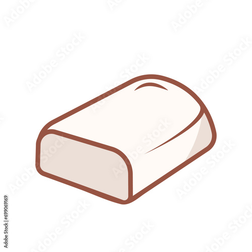 Steamed white mantou or mantau dimsum soft bread vector icon outlined isolated on plain horizontal white background. Simple flat minimalist chinese food dimsum drawing with cartoon art style.