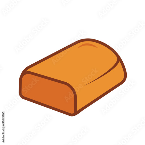 Fried white mantou or mantau dimsum vector icon outlined isolated on plain horizontal white background. Simple flat minimalist chinese food dimsum drawing with cartoon art style. photo