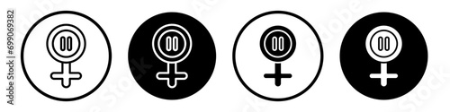 Menopause icon set. Women menstruation cycle vector symbol in black filled and outlined style.