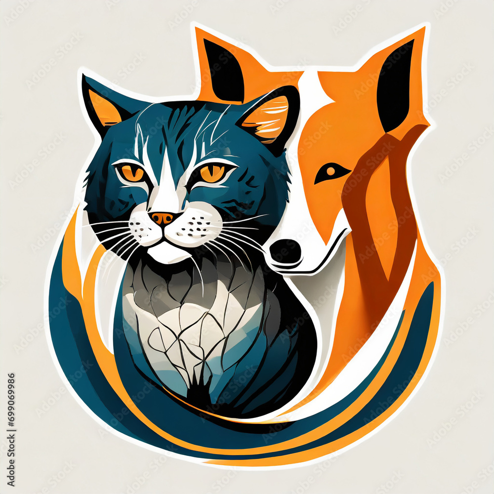 cat and dog logo icon isolated on white background
