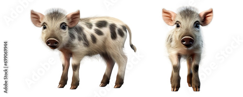 Set of wild boar animal, isolated on transparent of white background photo