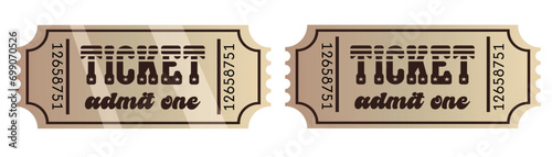 movie tickets, vintage western style ticket template. beige red color. grunge design with stars