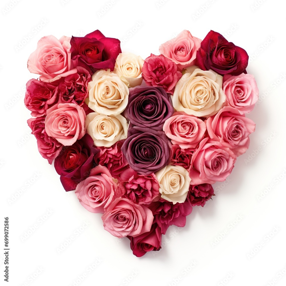 Heart of Roses on White Background. Love, Valentine, Affection
Heart of Roses on White Background. Love, Valentine, Affection