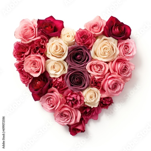 Heart of Roses on White Background. Love  Valentine  Affection 