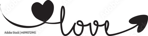 Love text word line heart arrow romantic valentines sign design laser cut