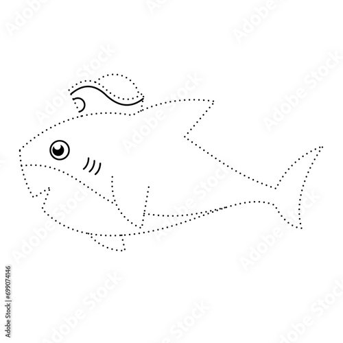 children's educational game. logic game. connect the dots by numbers. handwriting training. coloring book. shark