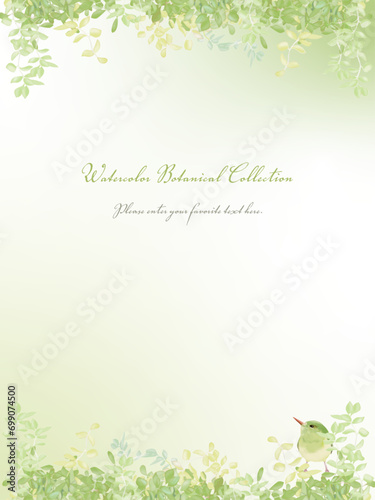 新緑と小鳥のフレーム