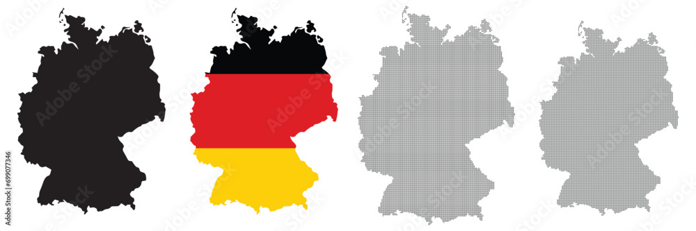 Germany Map Black, Inside Germany Flag, Black, Rectangle and round shape map. Vector Illustration. Germany Map Black, Inside Germany Flag, Black, Rectangle and round shape map. Vector Illustration.