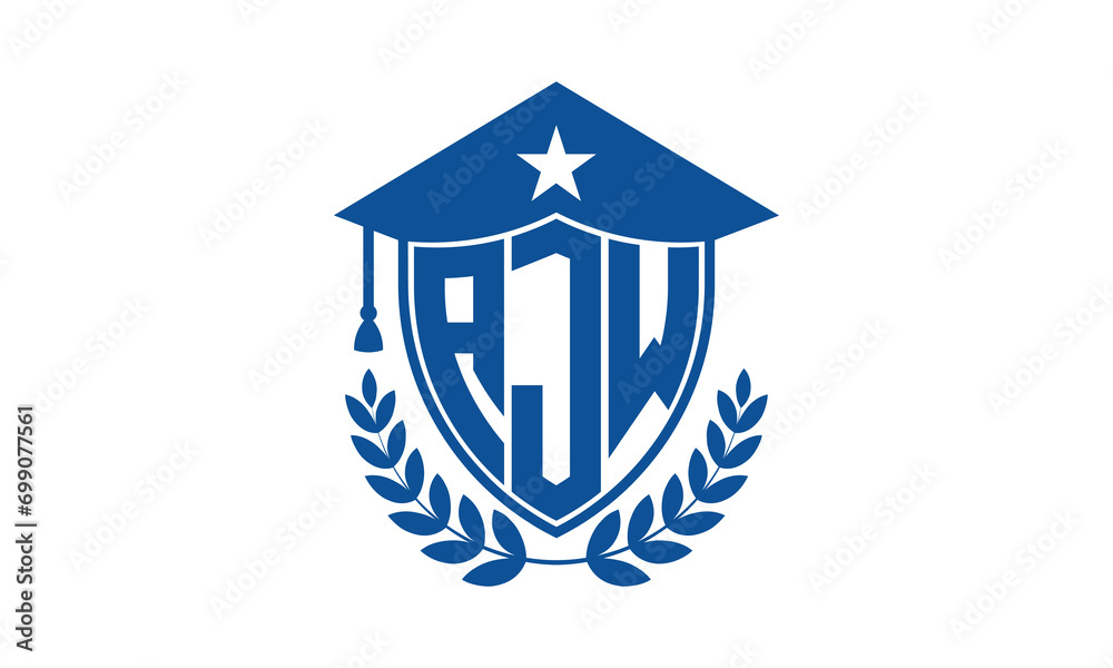 AJW three letter iconic academic logo design vector template. monogram, abstract, school, college, university, graduation cap symbol logo, shield, model, institute, educational, coaching canter, tech AJW three letter iconic academic logo design vector template. monogram, abstract, school, college, university, graduation cap symbol logo, shield, model, institute, educational, coaching canter, tech