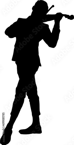 silhouette of a musician playing the violin very melodiously