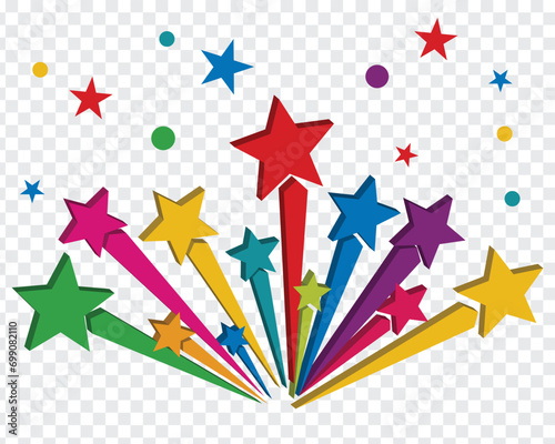 Colorful shooting stars graphic logo.  Shooting stars icons. Abstract shooting star.