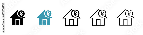 House damage vector icon set. Earthquake broken home property vector icon for Ui designs photo
