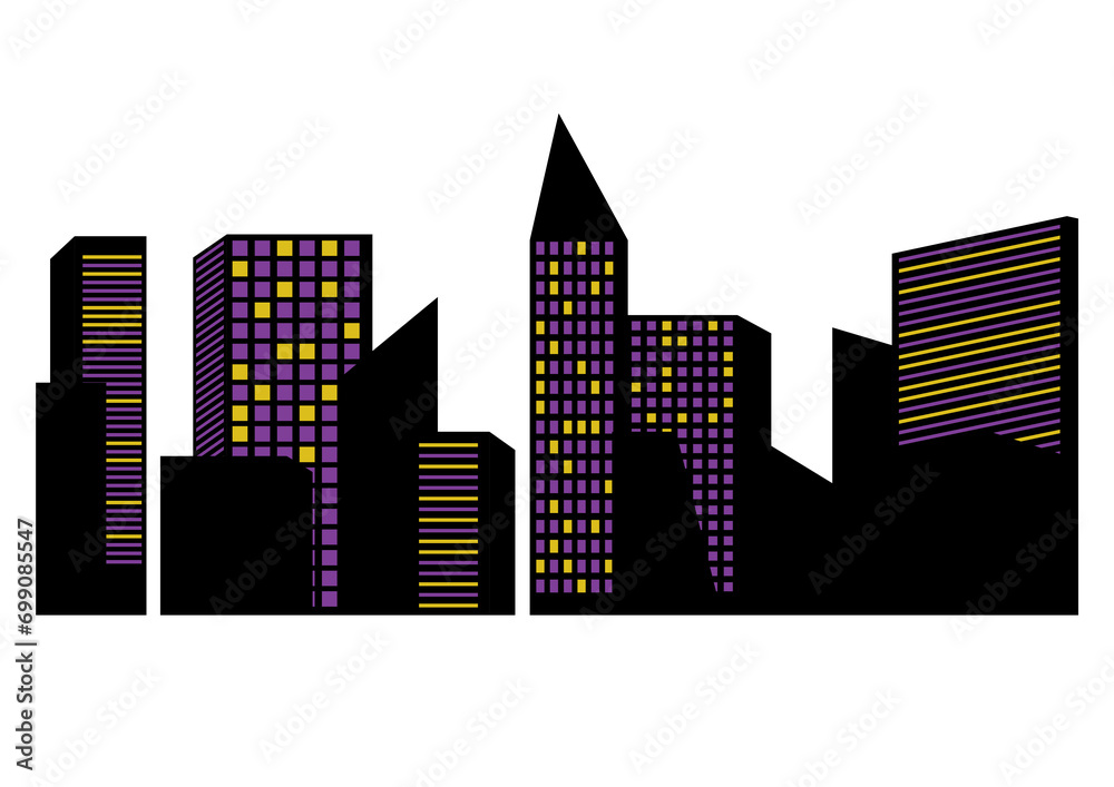 City skyline at night art illustration