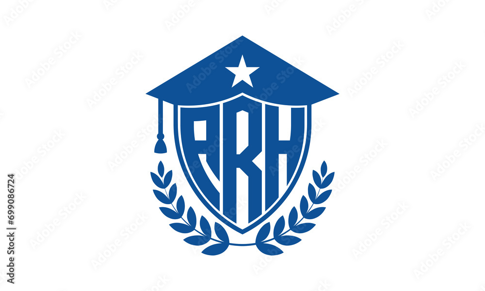 ARH three letter iconic academic logo design vector template. monogram, abstract, school, college, university, graduation cap symbol logo, shield, model, institute, educational, coaching canter, tech ARH three letter iconic academic logo design vector template. monogram, abstract, school, college, university, graduation cap symbol logo, shield, model, institute, educational, coaching canter, tech