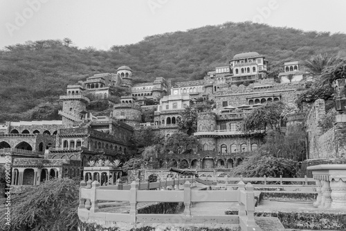 Neemrana Fort Palace - 15th century Fort located in Neemrana in Alwar Rajasthan India. Old medieval Fort-Palace built on Aravalli hills. Perfect weekend getaway from Delhi. Famous Luxury Resort India.