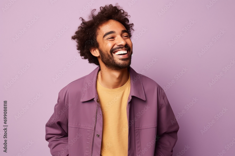young indian man standing on violet color background young indian man standing on violet color background
