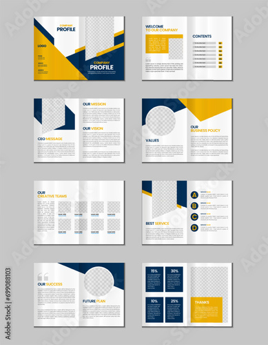 Company profile, multipage flyer brochure, 16 pages portfolio magazine, annual report, catalog and a4 multipage template design