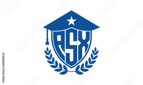 ASX three letter iconic academic logo design vector template. monogram, abstract, school, college, university, graduation cap symbol logo, shield, model, institute, educational, coaching canter, tech photo