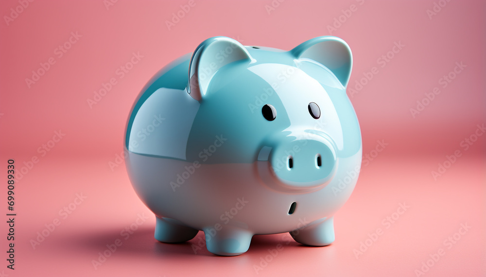 Piggy bank symbolizes wealth and success in finance generated by AI