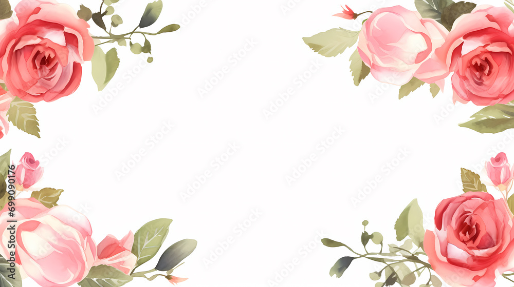 Frame with roses, decorative flower background pattern, PPT background