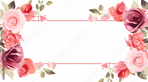 Frame with roses, decorative flower background pattern, PPT background