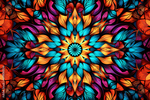 Kaleidoscope style illustration background for post cards or web design