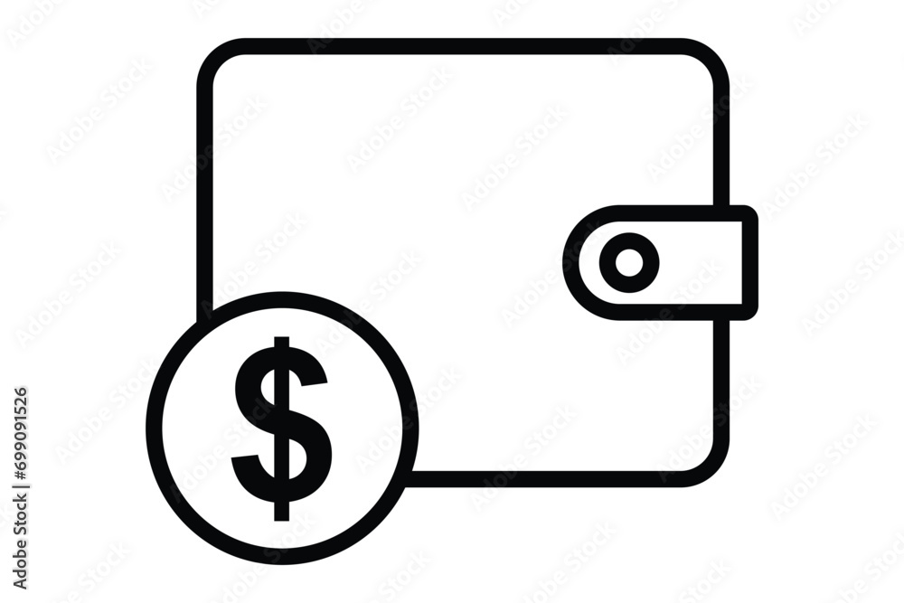 wallet icon. wallet with dollar. icon related to finance. line icon style. element illustration wallet icon. wallet with dollar. icon related to finance. line icon style. element illustration