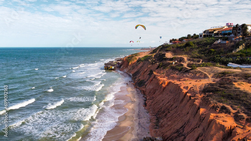 The clay cliff of Canoa Quebrada. Incredible Brazilian beach
