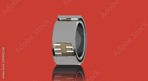 Double Rolling Element Bearing (Ball Bearing) Illustration on  Red Carbon Fiber Background photo