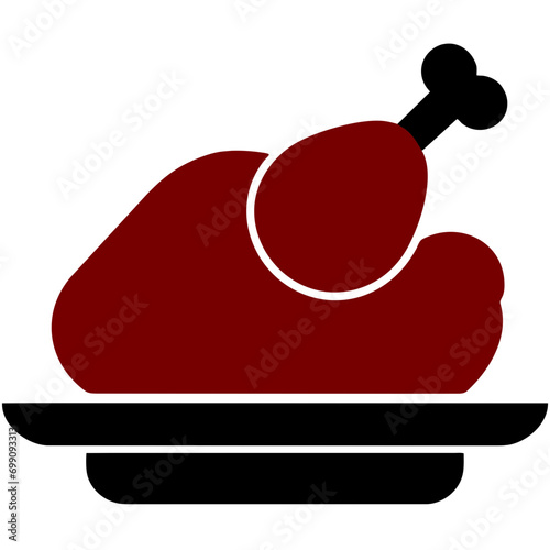 A plate of tandoori chicken vektor icon illustation