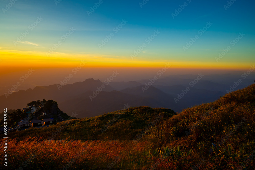 beautiful morning landscape Pha Hua Sing Viewpoint, Phu Thap Buek, Phetchabun Province, Thailand