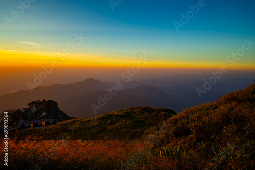 beautiful morning landscape Pha Hua Sing Viewpoint, Phu Thap Buek, Phetchabun Province, Thailand