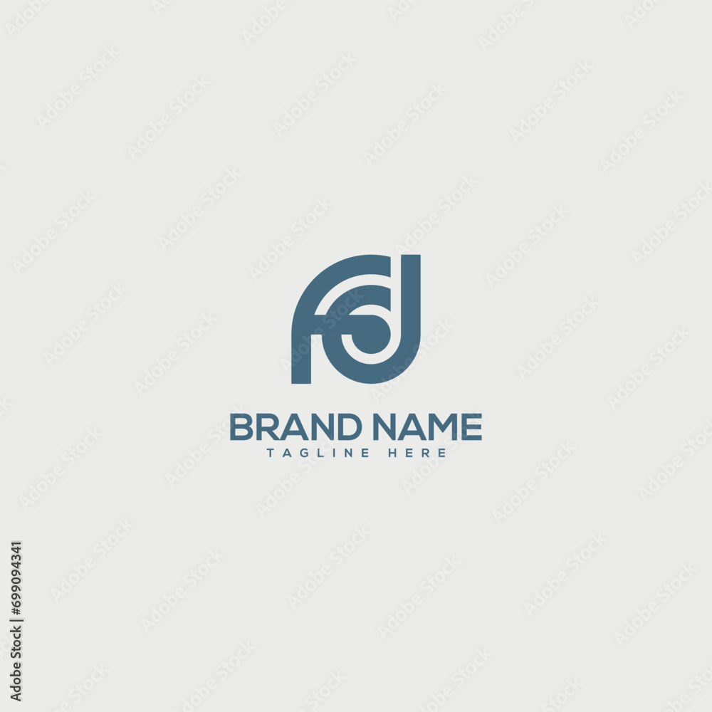 Monogram professional unique letter FD DF logo design template. Initials Business logo.