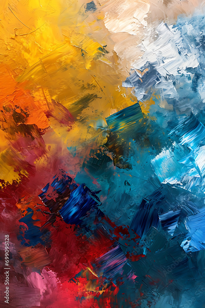 Abstract Modern Impressionism Wall Poster Print Template Featuring a Captivating Abstract Painting Art Crafted with the Technique of Dry Brush Painting Emulating the Texture and Style of Oil Painting