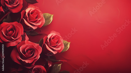 Beautiful red background with red rose leaves  decorative flower background pattern  PPT background