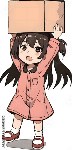 箱を運ぶ子供
