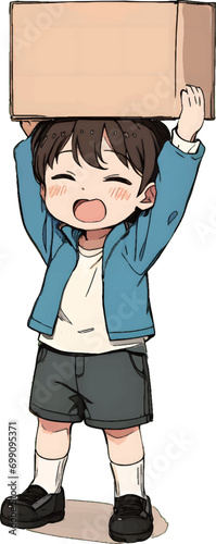 箱を運ぶ子供