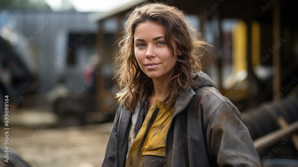 Obraz premium woman worker in construction