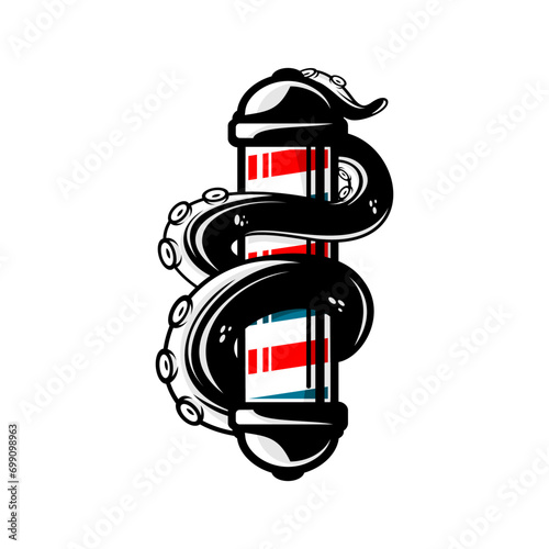 barbershop pole wrapped around octopus tentacles