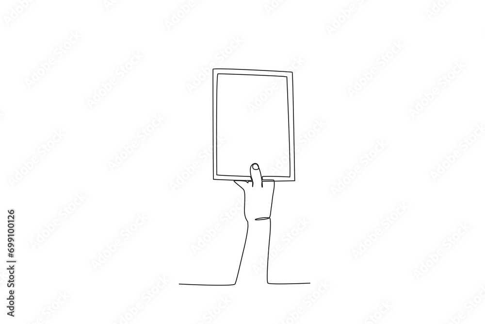 Single continuous line drawing of a hand gesture holding paper. Single line design vector graphic illustration
Single continuous line drawing of a hand gesture holding paper. Single line design vector graphic illustration