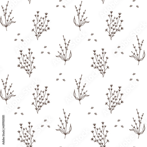Seamless pattern  hand drawn outline flowers  pastel colors. Textile  design for pastel linen  background  vector
