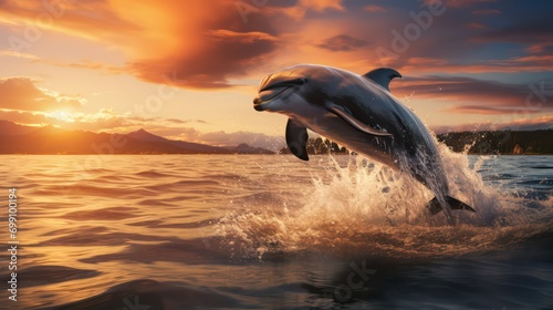 Dolphin jumping water