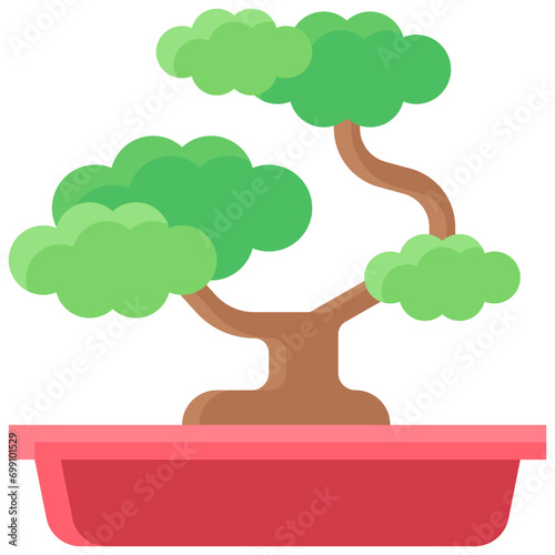 Bonsai or tray planting icon, Japanese New Year related vector