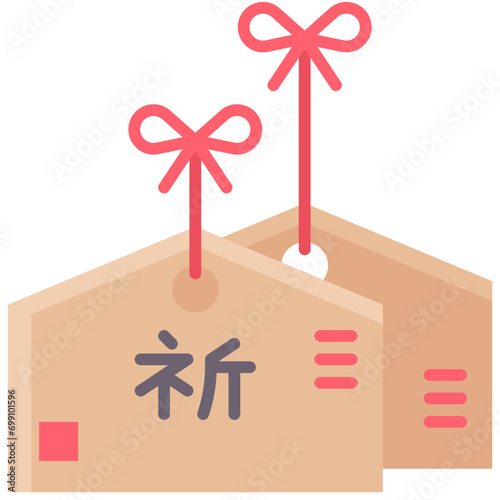Wooden plaques icon, Japanese New Year related vector