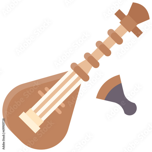 Japanese lute icon, Japanese New Year related vector