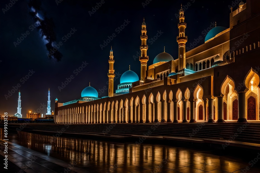 Fototapeta premium blue mosque at night