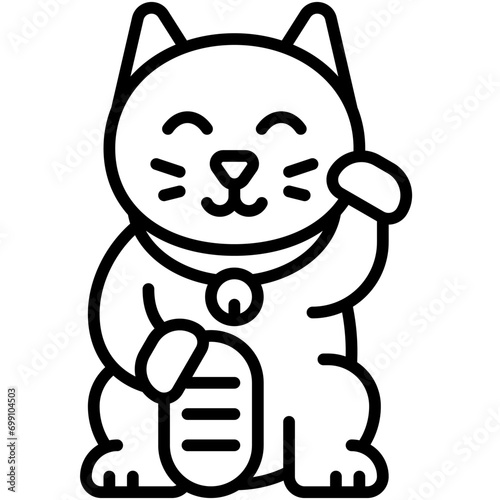Maneki neko or fortune cat icon, Japanese New Year related vector