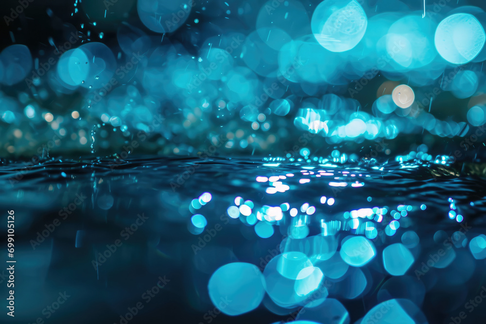 Blue Bokeh With Raining Light, Underwater Effect