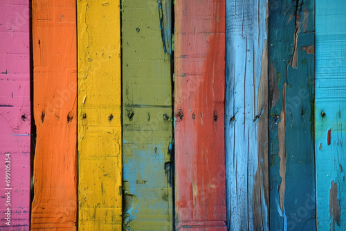 Colorful Rainbow Painted Wooden Wall Texture With Seamless Pattern